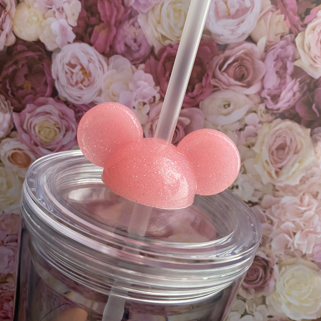 Mouse Straw Topper Pink 